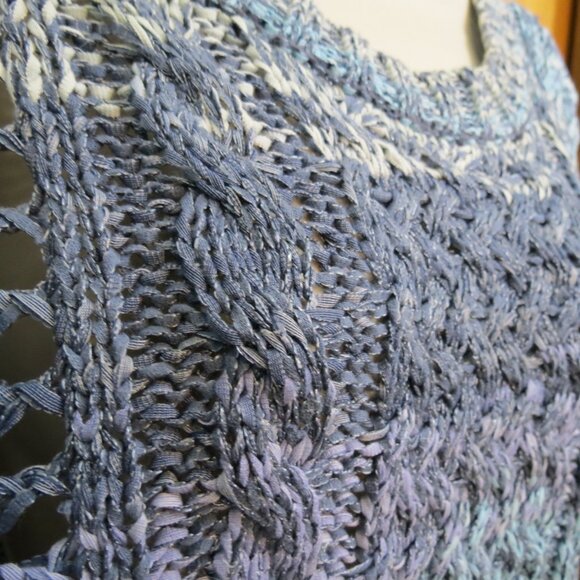 Curio New York Women's Pullover Sweater Blues Loose Weave Size Large - Picture 5 of 10